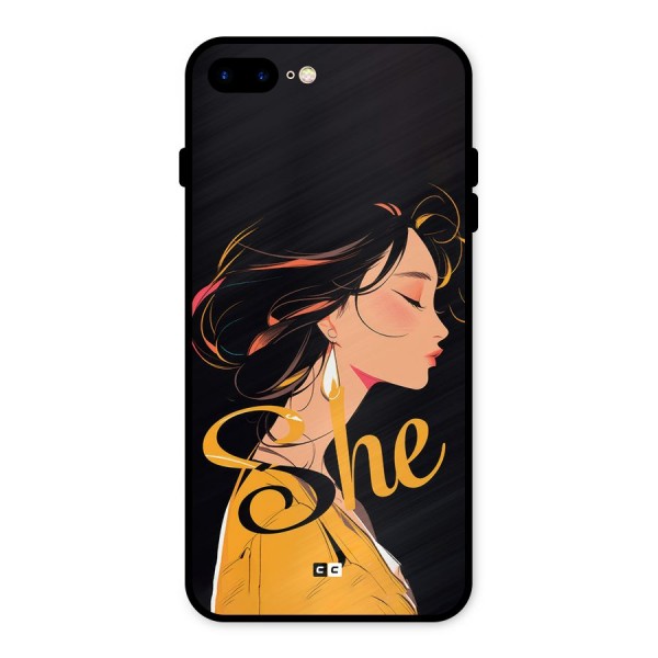 Yellow Lady Metal Back Case for iPhone 7 Plus