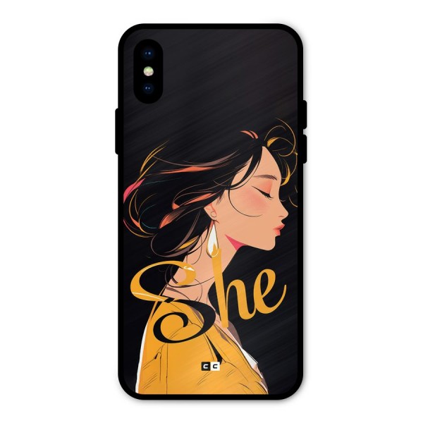 Yellow Lady Metal Back Case for iPhone XS
