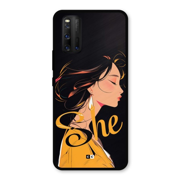 Yellow Lady Metal Back Case for iQOO 3