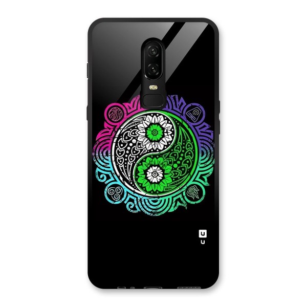 Yin and Yang Colorful Mandala Glass Back Case for OnePlus 6