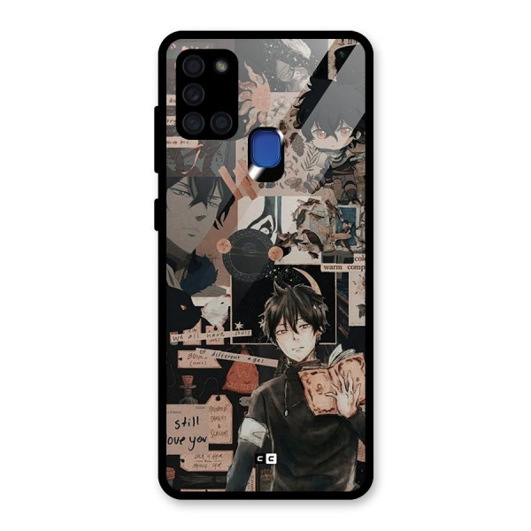 Yuno Collage Glass Back Case for Galaxy A21s