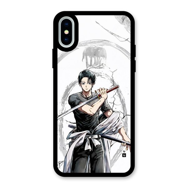 Yuta With Katana Glass Back Case for iPhone X