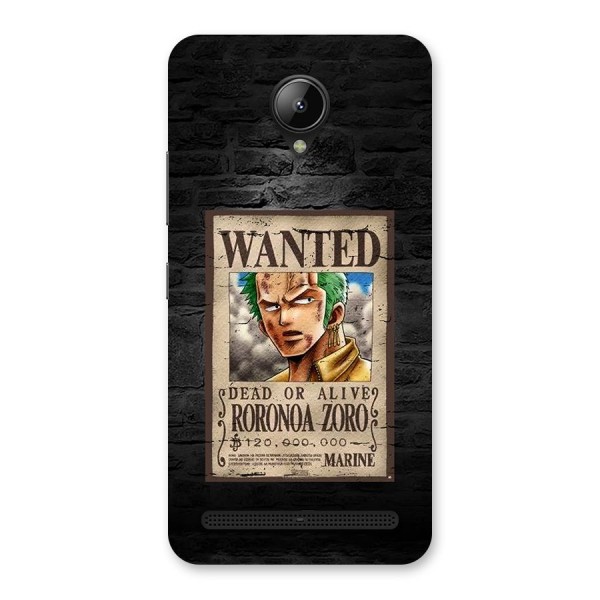 Zoro Wanted Back Case for Lenovo C2
