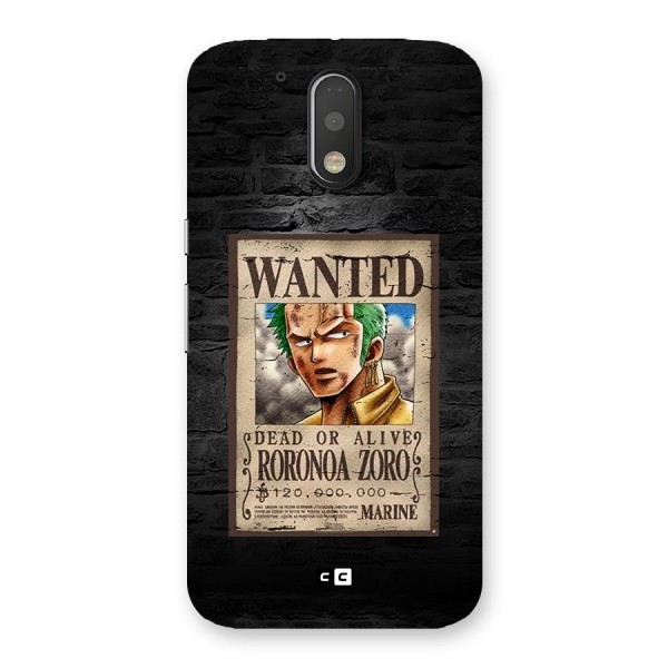 Zoro Wanted Back Case for Moto G4 Plus