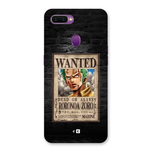 Zoro Wanted Back Case for Oppo F9