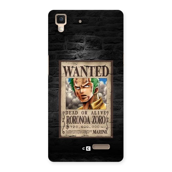 Zoro Wanted Back Case for Oppo R7