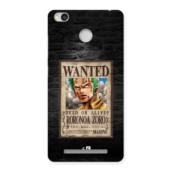 Zoro Wanted Back Case for Redmi 3S Prime
