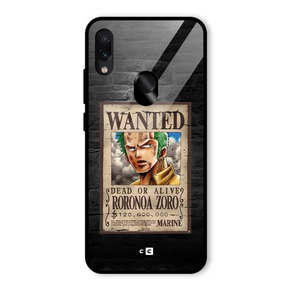 Zoro Wanted Glass Back Case for Redmi Note 7