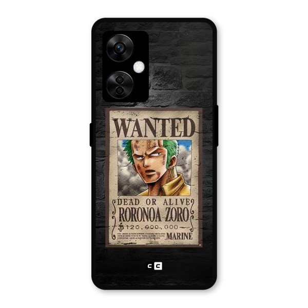 Zoro Wanted Metal Back Case for OnePlus Nord CE 3 Lite