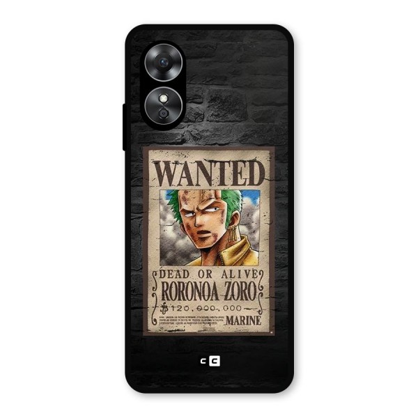 Zoro Wanted Metal Back Case for Oppo A17