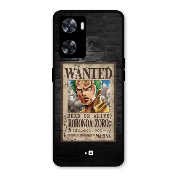 Zoro Wanted Metal Back Case for Oppo A57 2022