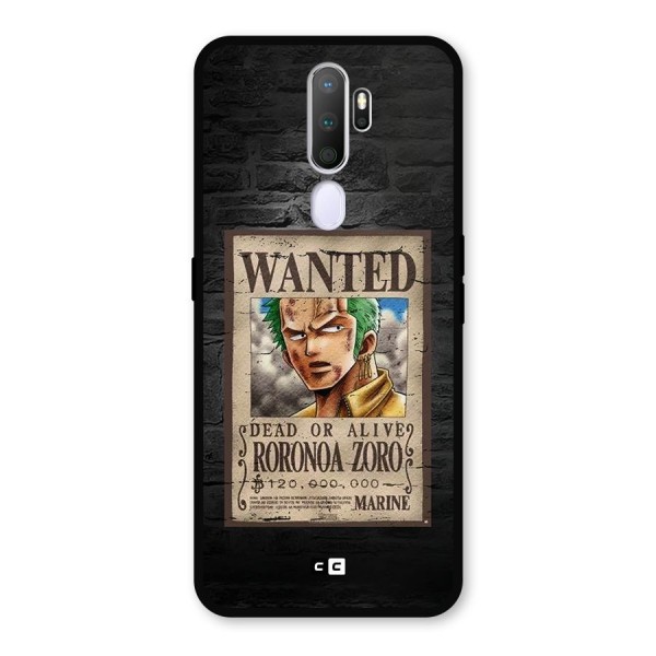 Zoro Wanted Metal Back Case for Oppo A5 (2020)