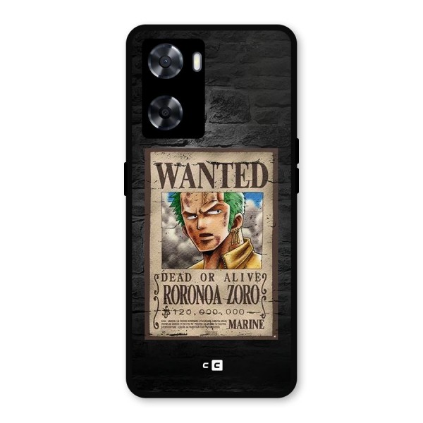 Zoro Wanted Metal Back Case for Oppo A77