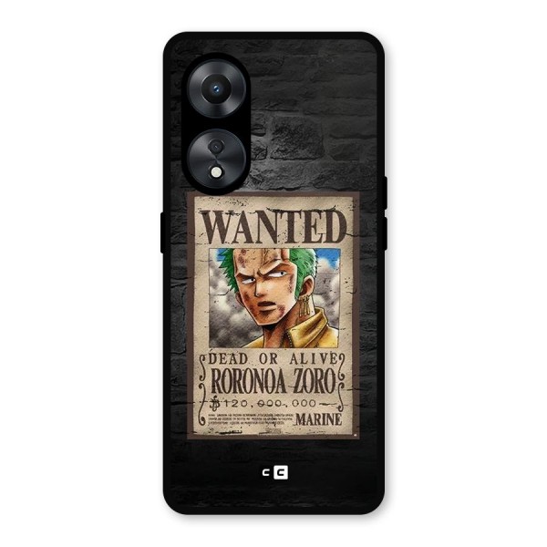 Zoro Wanted Metal Back Case for Oppo A78