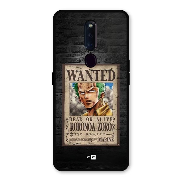 Zoro Wanted Metal Back Case for Oppo F11 Pro