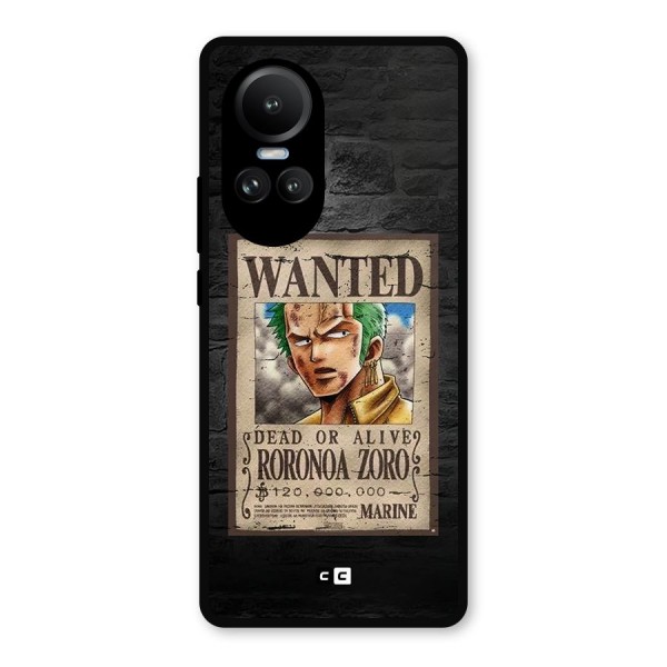 Zoro Wanted Metal Back Case for Oppo Reno10 Pro