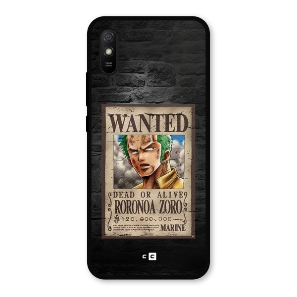 Zoro Wanted Metal Back Case for Redmi 9a