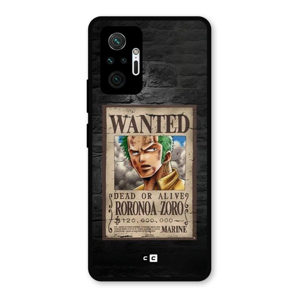 Zoro Wanted Metal Back Case for Redmi Note 10 Pro