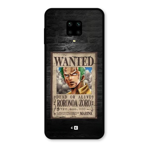 Zoro Wanted Metal Back Case for Redmi Note 9 Pro Max