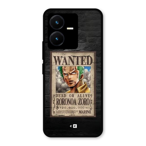 Zoro Wanted Metal Back Case for Vivo Y22