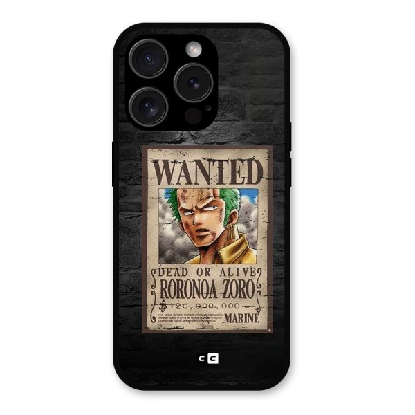 Zoro Wanted Metal Back Case for iPhone 15 Pro