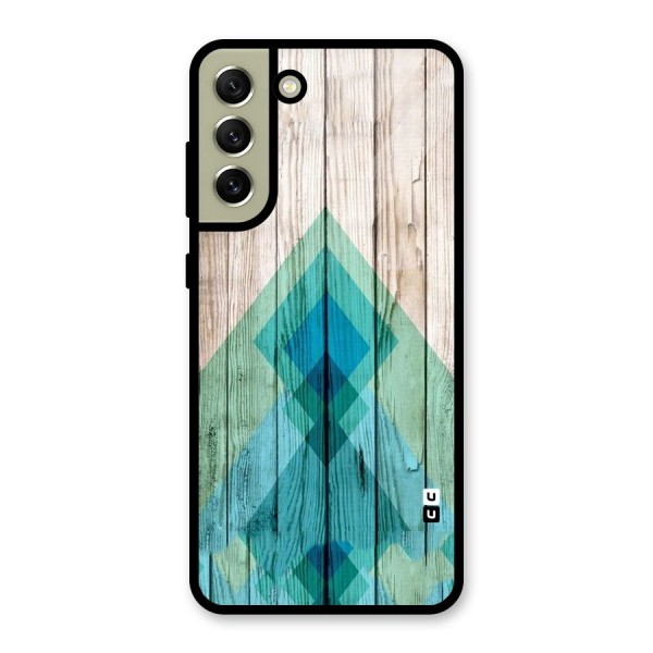 Abstract Green And Wood Glass Back Case for Galaxy S21 FE 5G