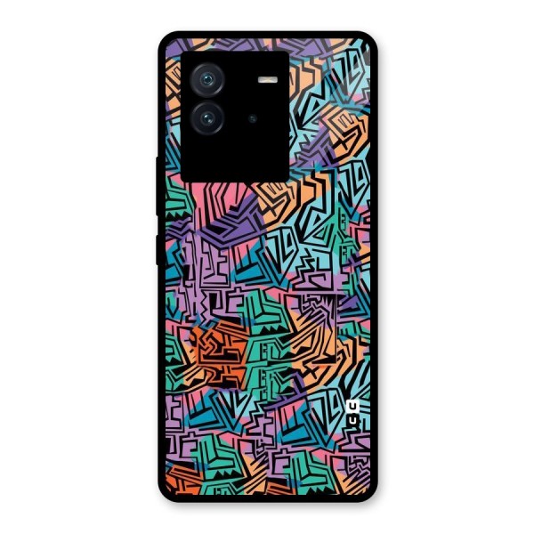 Abstract Lining Colors Glass Back Case for Vivo iQOO Neo 6 5G