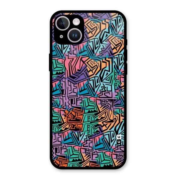 Abstract Lining Colors Glass Back Case for iPhone 14 Plus