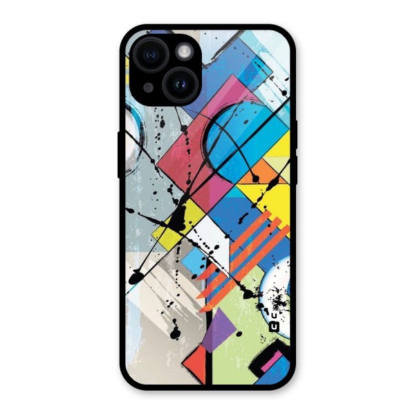 Abstract Paint Shape Glass Back Case for iPhone 14