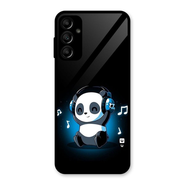 Adorable Panda Enjoying Music Glass Back Case for Galaxy A14 5G