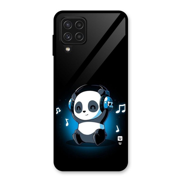 Adorable Panda Enjoying Music Glass Back Case for Galaxy A22 4G