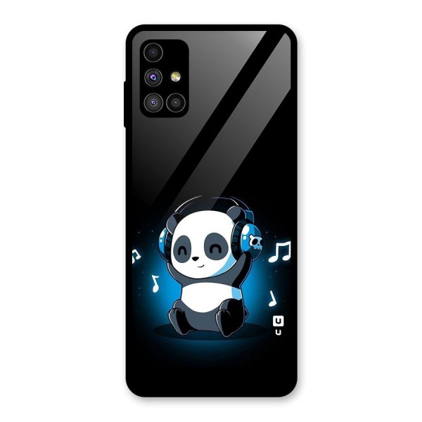 Adorable Panda Enjoying Music Glass Back Case for Galaxy M51