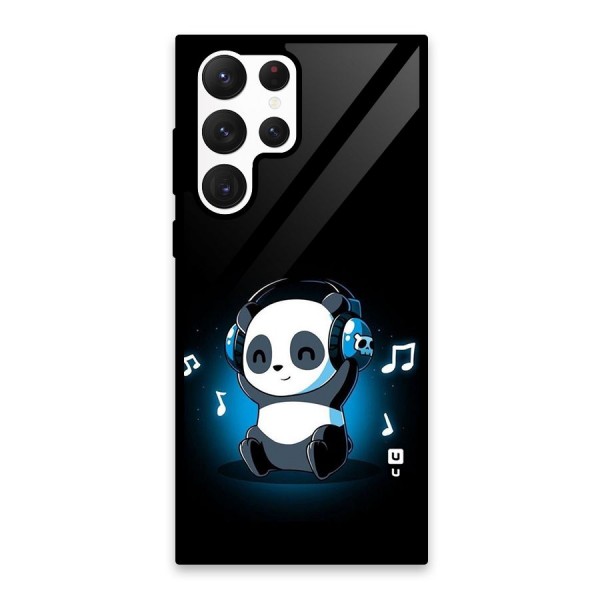 Adorable Panda Enjoying Music Glass Back Case for Galaxy S22 Ultra 5G