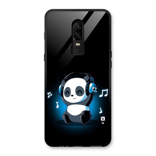 Adorable Panda Enjoying Music Glass Back Case for OnePlus 6