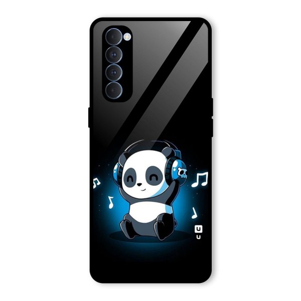 Adorable Panda Enjoying Music Glass Back Case for Oppo Reno4 Pro