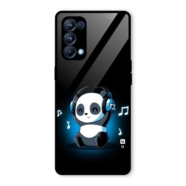 Adorable Panda Enjoying Music Glass Back Case for Oppo Reno5 Pro 5G
