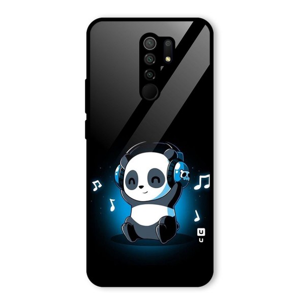 Adorable Panda Enjoying Music Glass Back Case for Redmi 9 Prime