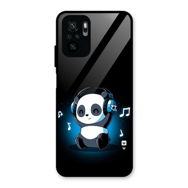 Adorable Panda Enjoying Music Glass Back Case for Redmi Note 10