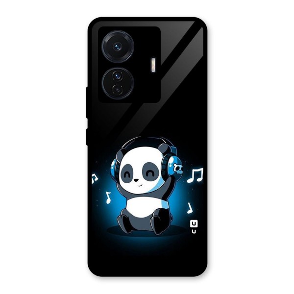 Adorable Panda Enjoying Music Glass Back Case for Vivo T1 Pro
