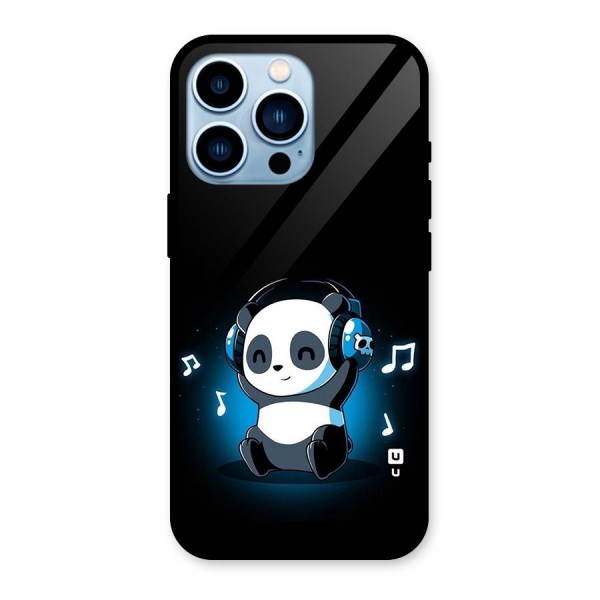Adorable Panda Enjoying Music Glass Back Case for iPhone 13 Pro