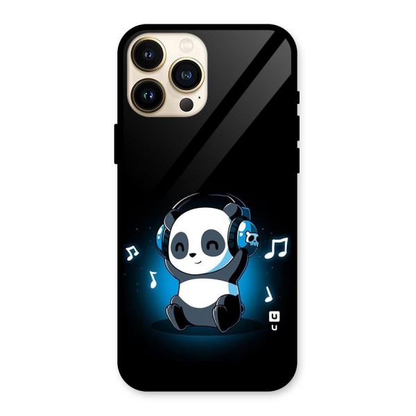 Adorable Panda Enjoying Music Glass Back Case for iPhone 13 Pro Max