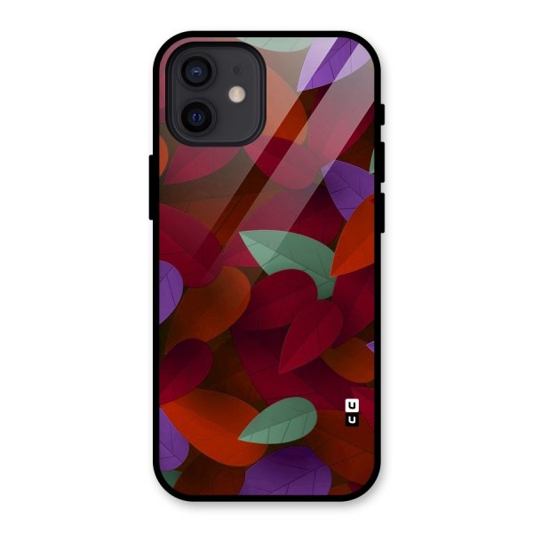 Aesthetic Colorful Leaves Glass Back Case for iPhone 12