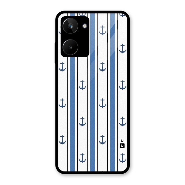 Anchor Stripe Lines Glass Back Case for Realme 10