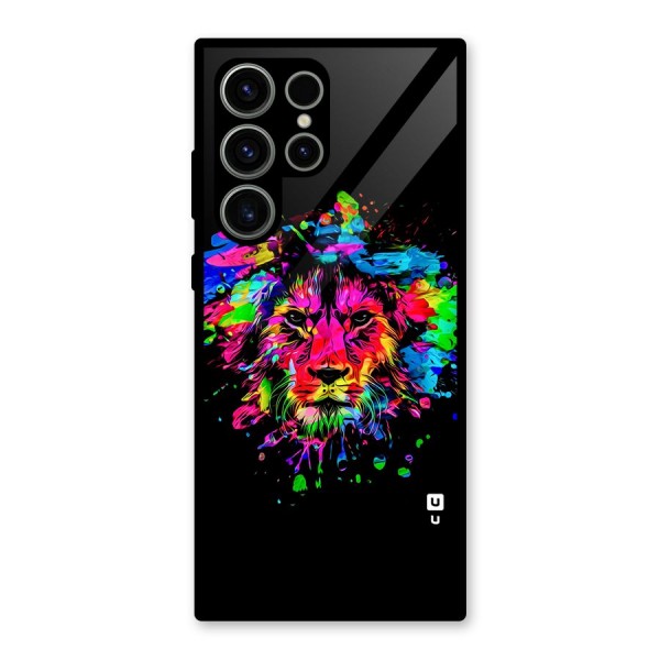 Artistic Lion Art Splash Glass Back Case for Galaxy S23 Ultra