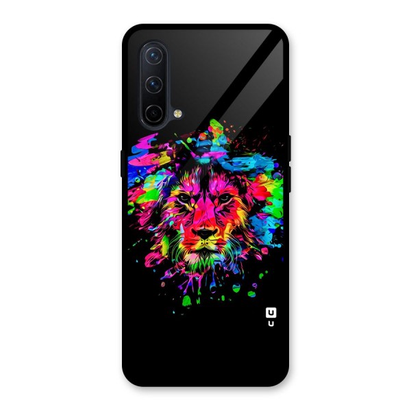 Artistic Lion Art Splash Glass Back Case for OnePlus Nord CE 5G