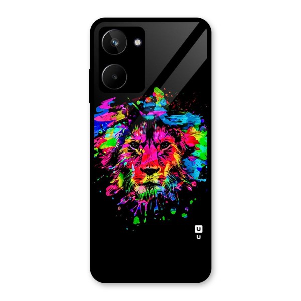 Artistic Lion Art Splash Glass Back Case for Realme 10