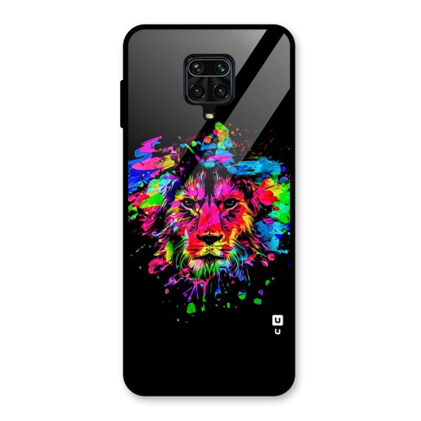 Artistic Lion Art Splash Glass Back Case for Redmi Note 9 Pro Max