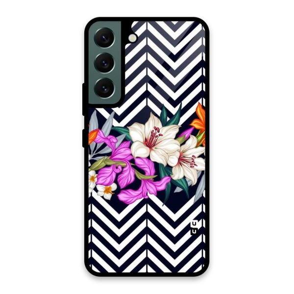 Artsy ZigZag Floral Glass Back Case for Galaxy S22 5G
