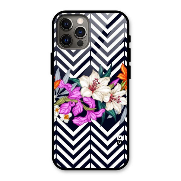 Artsy ZigZag Floral Glass Back Case for iPhone 12 Pro