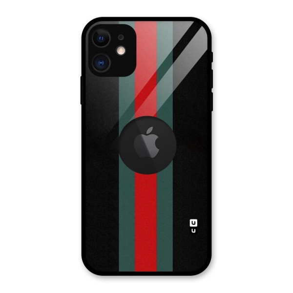 Basic Colored Stripes Glass Back Case for iPhone 11 Logo Cut